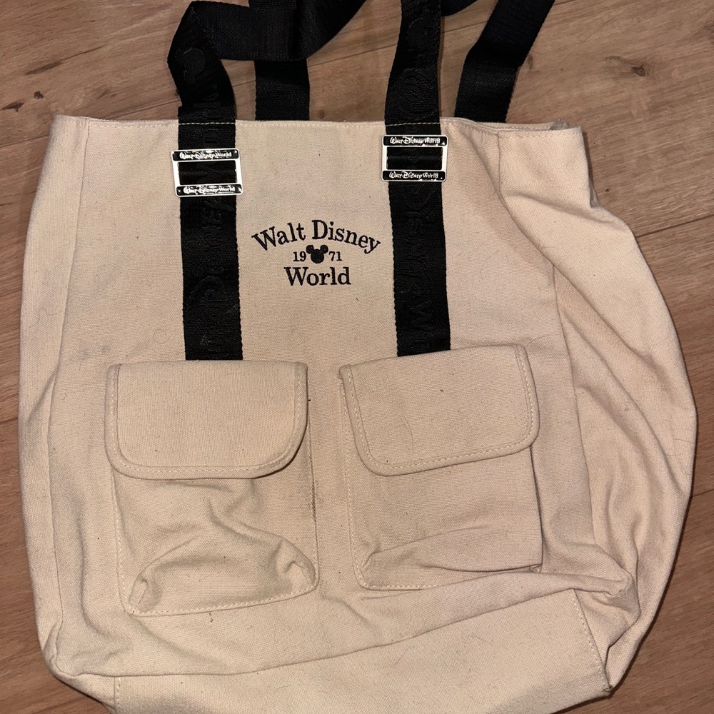 Disney Cream Canvas Tote with Black Interior
